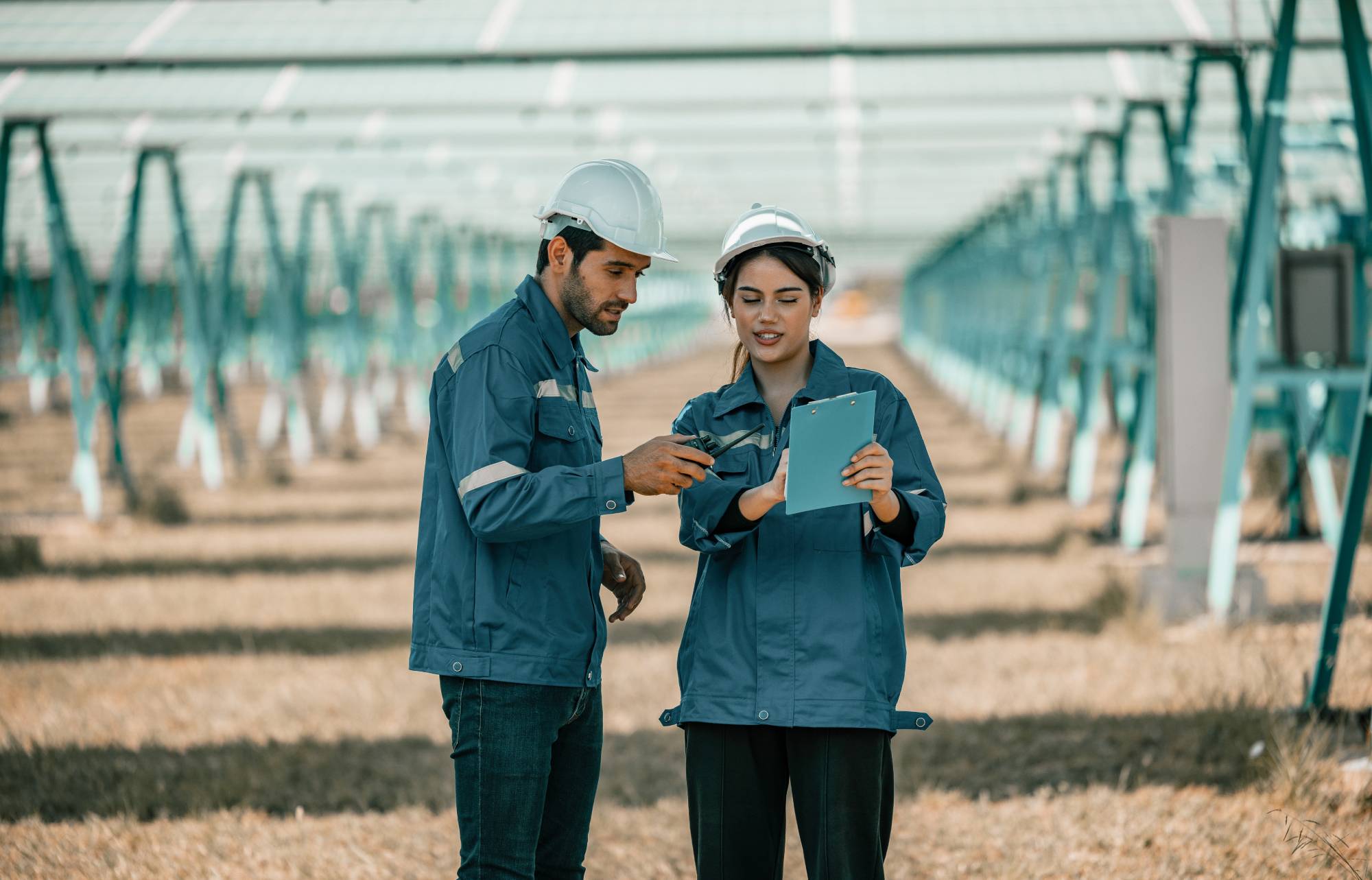 Solar design engineers assess arrays for alignment, stability, sunlight. Maintain operation record